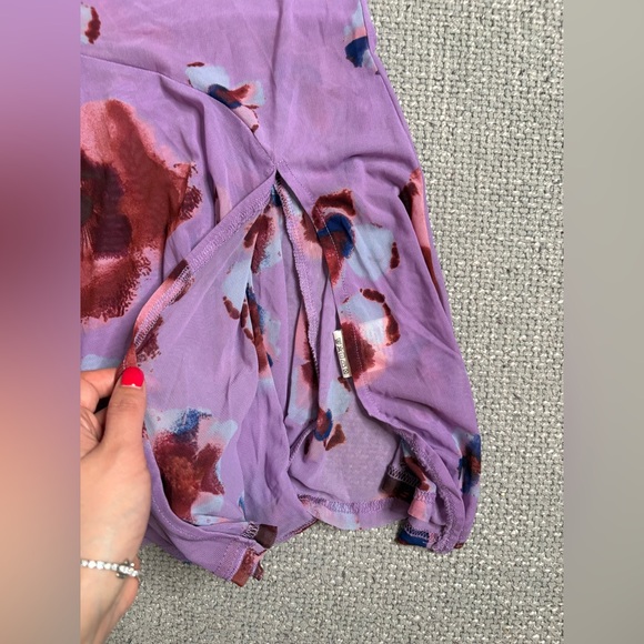 Free People Chrissy Tunic Twilight Combo Sheer Mesh Peplum Top Size Small - Picture 8 of 13